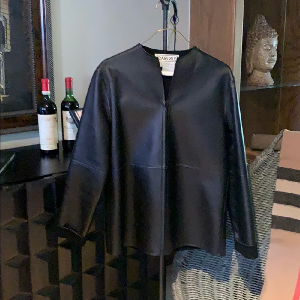 Carlisle Black Leather Jacket With Cashmere Lining